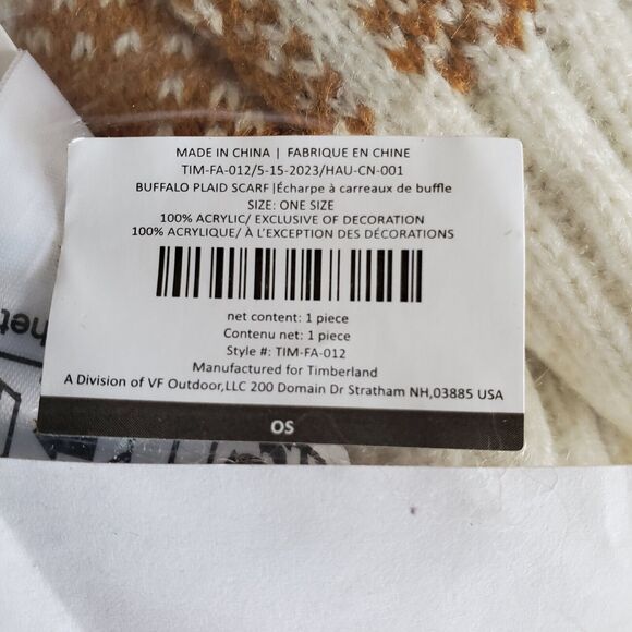 Timberland Scarf Buffalo Plaid Tan Cream 10x68" FabFitFun 2023 Casual Winter - Picture 5 of 10